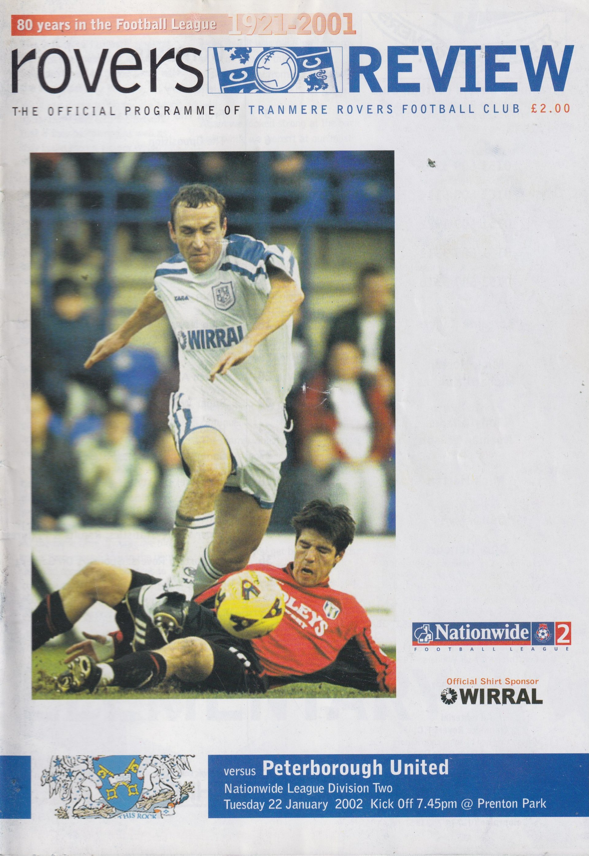 Tranmere Rovers v Peterborough United match programme